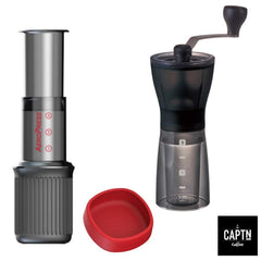 AeroPress Go und Hario Mini Slim Plus Kaffeemühle - Set