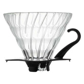 Hario Handfilter Glass Coffee Dripper V60 Größe 02, Black