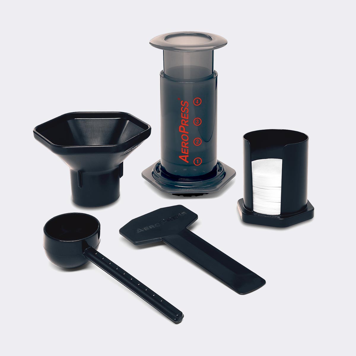 AeroPress Kaffeebereiter und Kaffeemühle Hario Mini Slim Plus - Barista Set