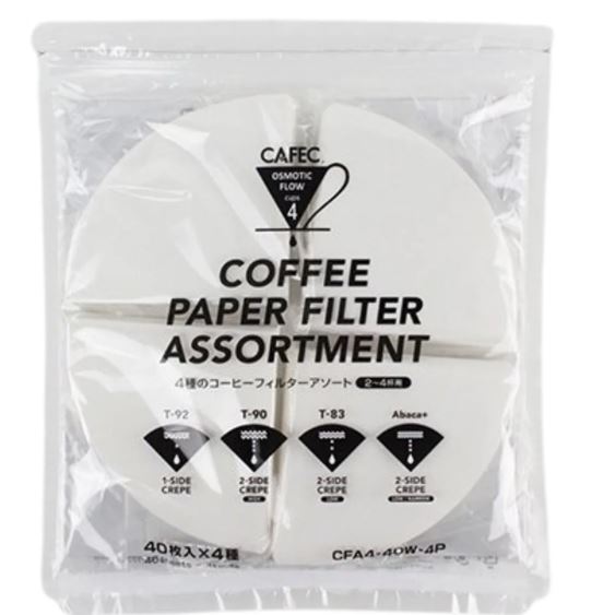 CAFEC A4P Filterpapier V60 Probierset Cup 4, 4x40 Stück
