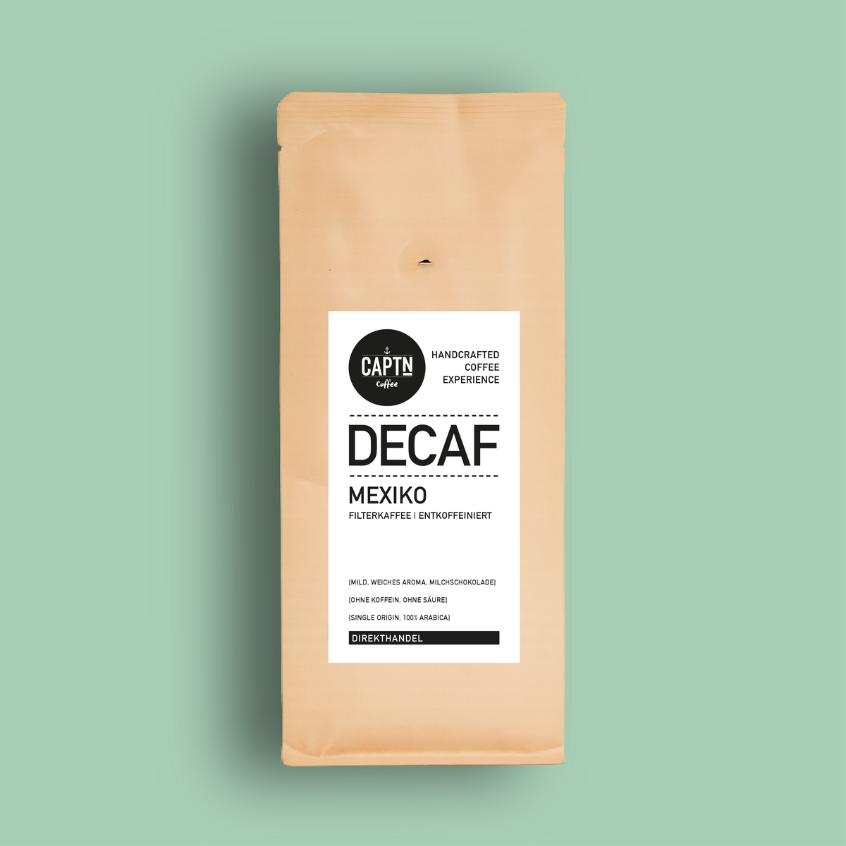 DECAF Mexiko Kaffee Entkoffeiniert - Mild, Milchschokolade
