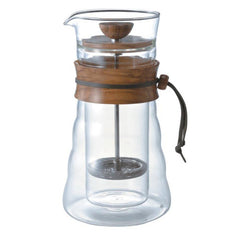 Hario French Press (doppelwandig) aus Glas mit Olivenbaumholz